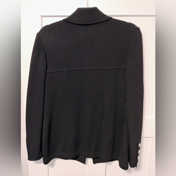 st john evening Elegant Black Collared Jacket With Rhinestone Buttons - Picture 2 of 7